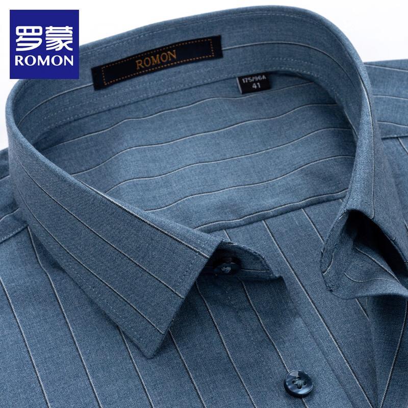 ROMON Men s Business Casual Plaid Stretch Long-Sleeve Shirt 175/92A (40)