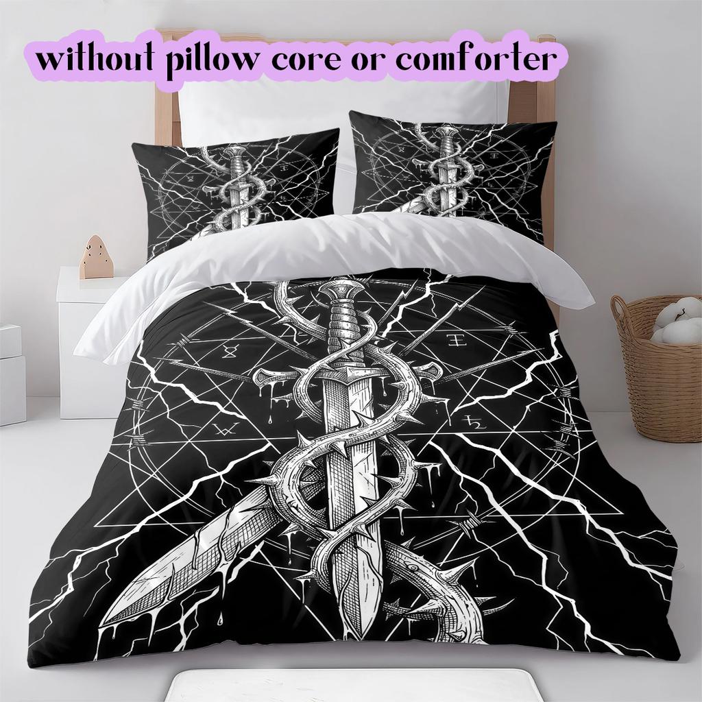 Thorn items Pattern Bedding Quilt Set Quilt Cover Pillowcase Home Decoration Birthday Gift (1 * duvet cover + 2 * pillowcase, without core)