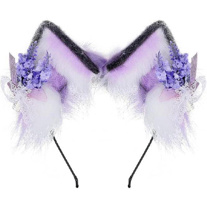VIGVAN KYC Animal Ears Kawaii Plush Cat Ears Hair Clip Headdress Halloween Cosplay
