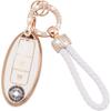 Gold-Rimmed Car Key Set with Diamond Ring Pendant Key Chain