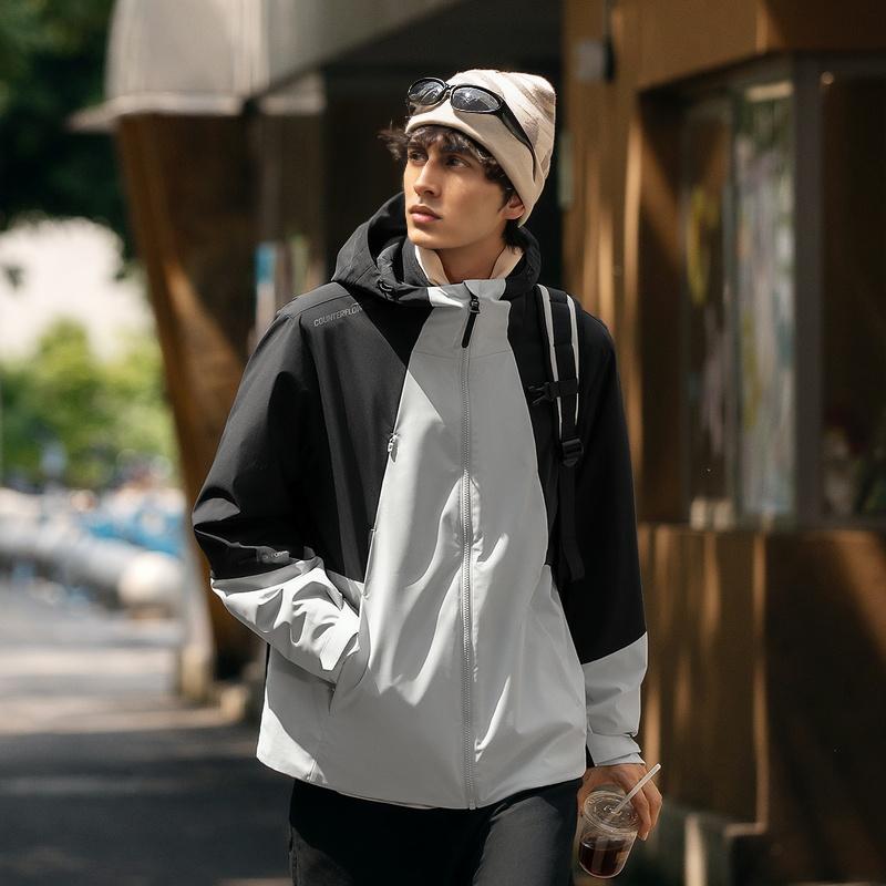 Li Ning Outdoor CF Shell Three-In-One Fleece Warm Water-Repellent Loose Sports Windbreaker Jacket Men jackets Crystal-Gray Black AWBV089-1