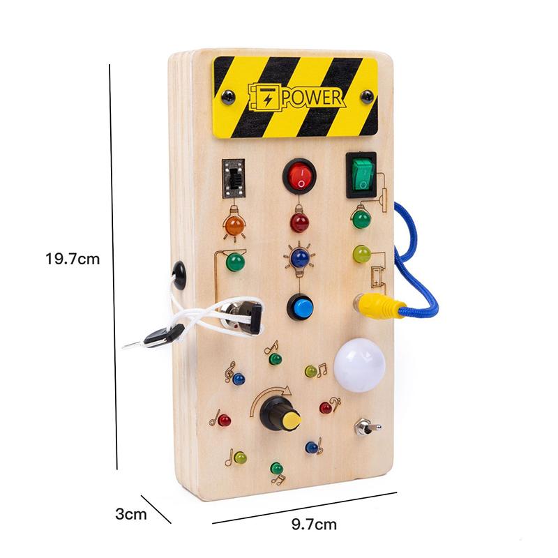

Wooden Interactive Learning Toy with LED Light Busy Board Button Switch Early Education Intelligence Play for Kids