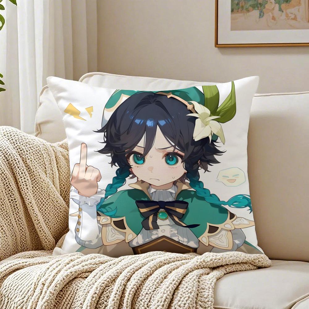 Popular Genshin Impact Venti Pillow Cushion Cover Pillowcase Anti-Dustmite Living Room Sofa Decor Cushion Room