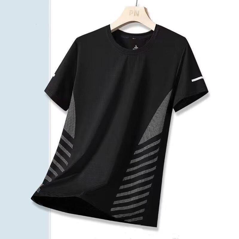 Short Sleeve T-Shirt Men'S Summer Thin Mesh Ice Silk Loose Top Half Sleeve Men'S Casual Large Size T-Shirt Quick Drying T