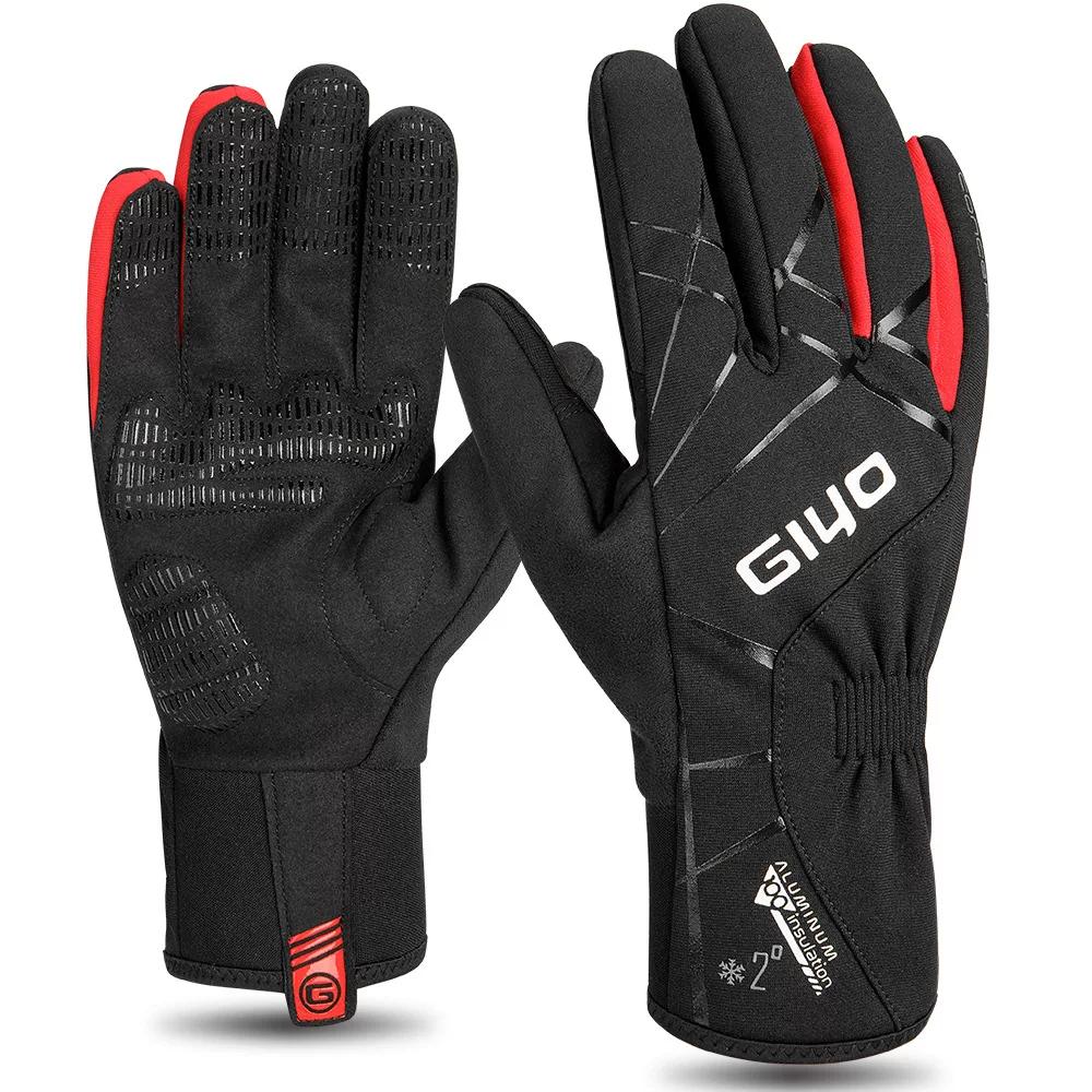 Giyo Windproof Autumn and Winter Warm Road and Mountain Bike Fleece Long Finger Gloves for Men and Women Outdoor Cycling Gear