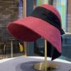 Japanese Cotton And Linen Big Eaves Bucket Hat For Women'S Summer Outdoor Sun Protection, Small Foldable Sun Hat