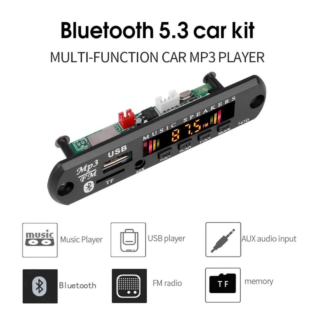 9V-12V Bluetooth 5.3 Sada do auta Bezdrátový MP3 dekodér Deska Audio 12V WMA Modul přehrávače hudby do auta Bezeztrátové audio USB AUX TF Rádio