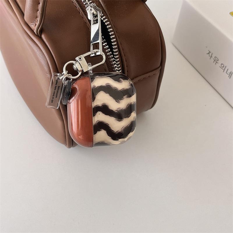 Black brown transparent wavy stripe AirPods 1 generation protective cover for apple bluetooth headset pro1 new generation 1