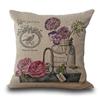 Vintage Style Decorative Throw Pillow Case Potted Flower Square Cushion Cover Polyester Cushion Cover For Sofa Home