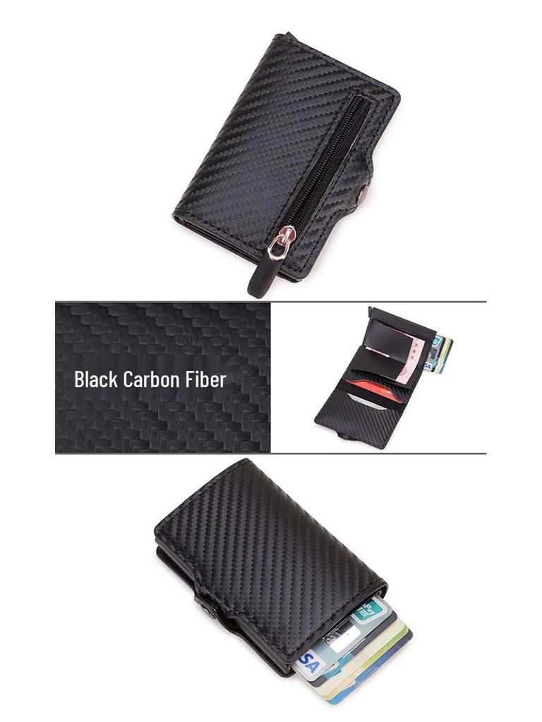 RFID Carbon Fiber Multi-Card Wallet - Anti-Demagnetization, Multi-Functional Credit Card Holder