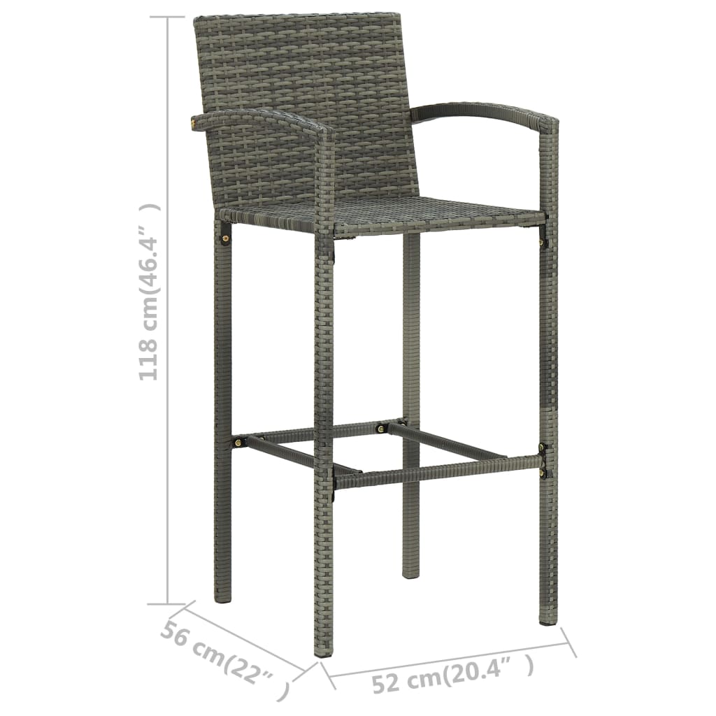 5 Piece Garden Bar Set Poly Rattan Gray