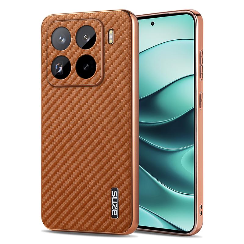 for Xiaomi Mi 15 14 Pro Ultra 13T POCO F6 X6 Pro F5 Case Carbon Fiber Texture PU Leather Cover Plating Bumper Soft Shell Fundas