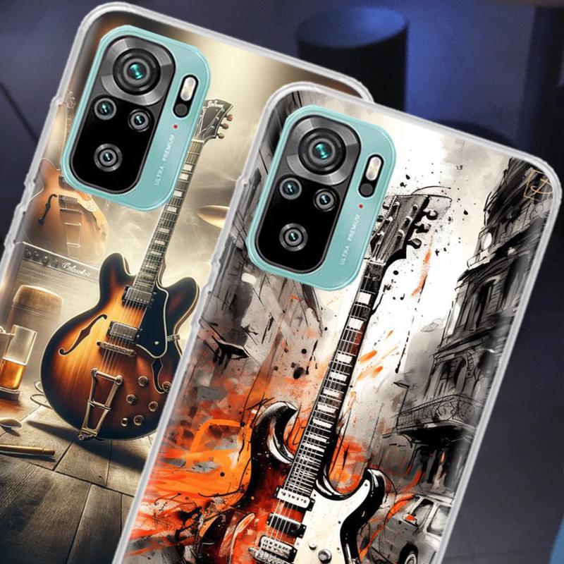 Retro Rock Music Electric Guitar Phone Case For Xiaomi Poco M6 X7 X6 X5 Pro X4 X3 GT F7 Mi F6 F5 F4 F3 F2 M5 M5S M4 F1 M3 Cases