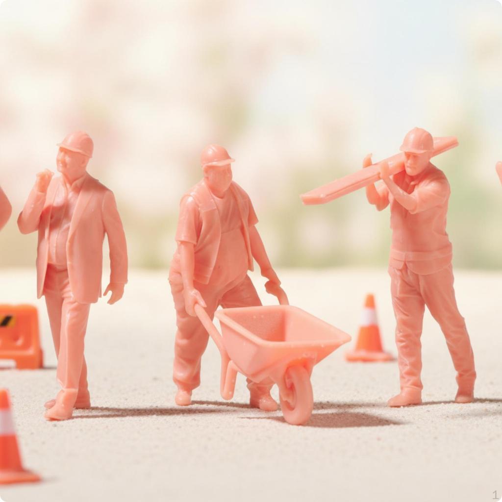 3 Pieces Construction Worker Figures Detailed Diorama Tiny Scale Model People for Hobbyists,