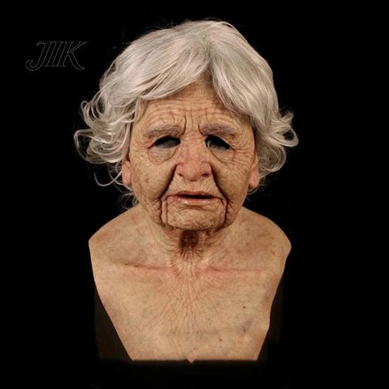 Unique Halloween Cosplay Prop Old Man Masque for Adults Realistic Latex Elderly Human Full Head Horror Game Cover with Lifelike Wrinkle Masquerade