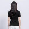 Northern Deer French Gentle Diamond Knit Silk-Cashmere Ribbed Short Sleeve Top