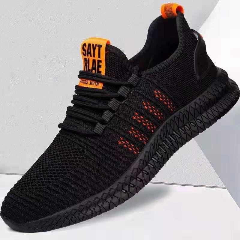 

Новая мужская повседневная спортивная обувь, дышащие кроссовки, мужские шокирующие удобные кроссовки, противоскользящие теннисные кроссовки, кроссовки 41 оранжевый/чёрный