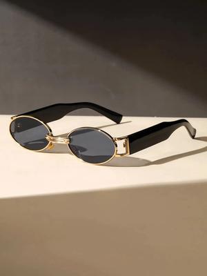 Vintage Small Oval Punk Sunglasses Women Men Steampunk Fashion Metal Frame Sun Glasses Trendy Shades For Beach Y2K Eyeglasses