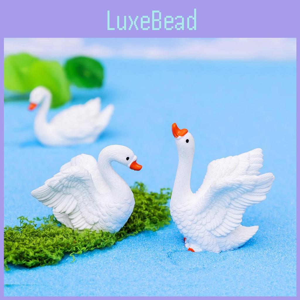 Charming Resin Swan Figurines Diy Creative Micro Landscape Desk Decorations