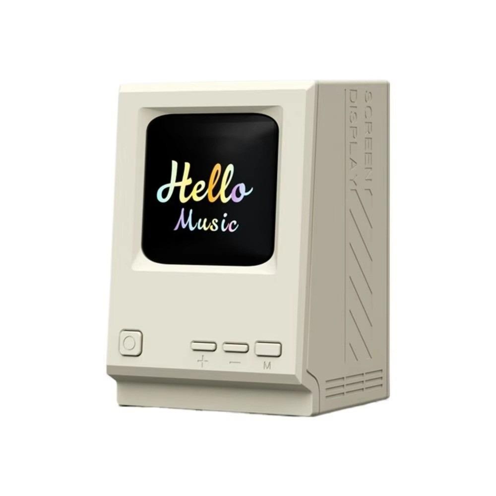 New Retro Computer Lyrics Speaker Clock Mini Computer-Inspired Desktop Digital Clock Desk Decoration Portable Speaker