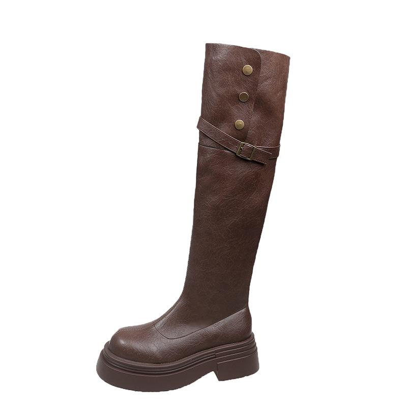 Two Knee-high Boots for Women 2025 Autumn and Winter New Martin Boots Thick-soled Small Man Taller and Thinner Long Boots