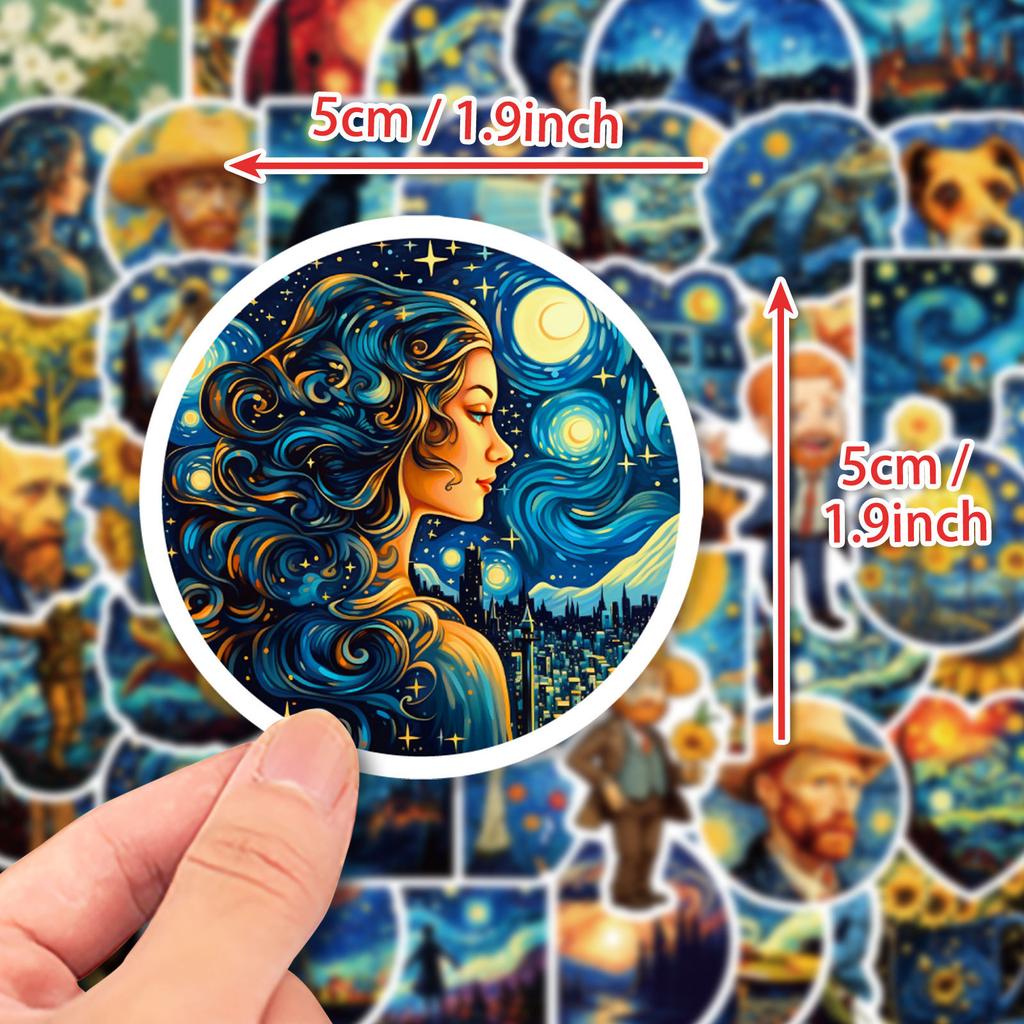 50 Van Gogh Starry Sky Stickers World Famous Paintings Art Oil Paintings Wind Favorite Van Gogh Star Mystery Personality Diy Stickers