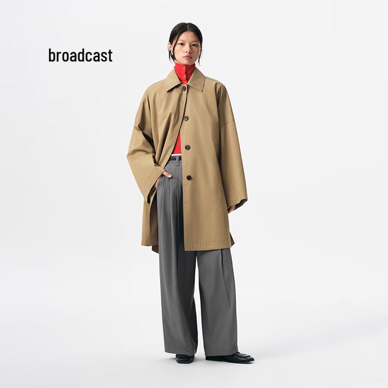 

Broadcast Women s Loose Fit Lapel Mid-length Trench Coat