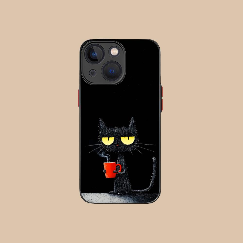 Cute Coffee Cat Silicone Mobile Phone Case for iPhone 17 16 15 14 13 12 11 X XR XS Air Pro Max Plus Mini Colorful Cover