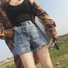 WTEMPO Net Red Denim Shorts Weibliche Hohe Taille Sommer Student Wild War Dünn und Lose Breite Beine