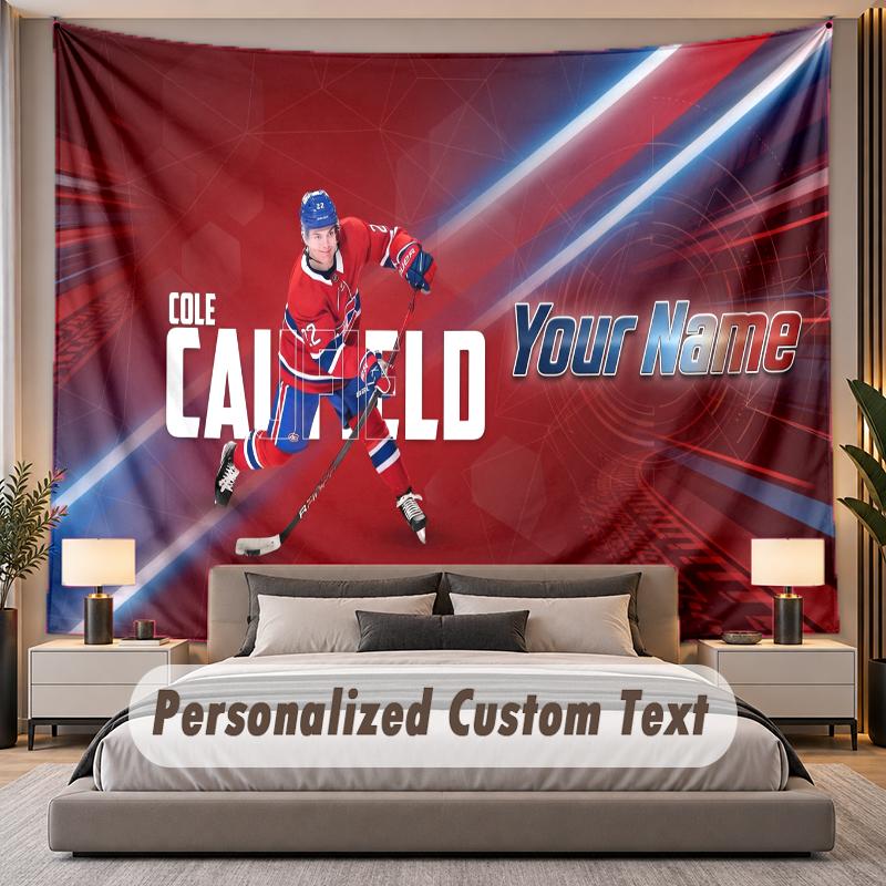 Custom Name Text Tapestry Montreal Canadiens Personalized Polyester Wall Tapestry For Bedroom And Room