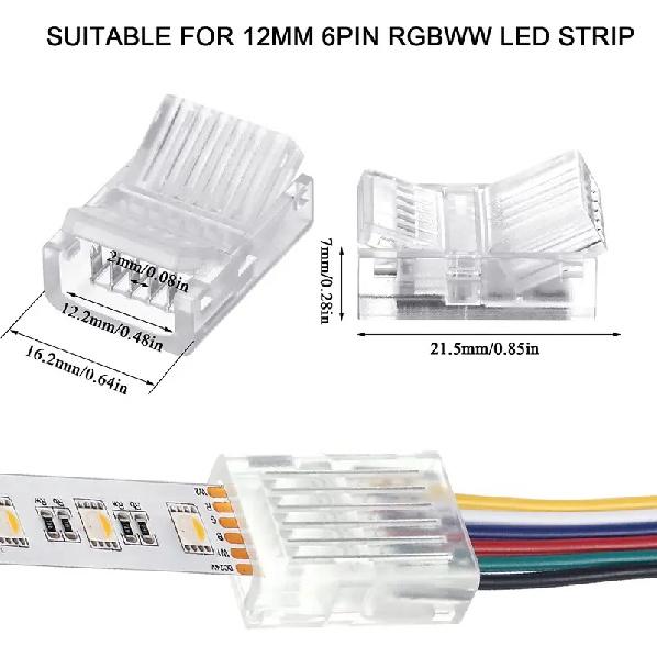 20pcs LED Strip Connector 2/3/4/5/6pin Electric Wire Connector For 5050 RGB CCT RGBW LED Strip Lights To Wire Connection Use