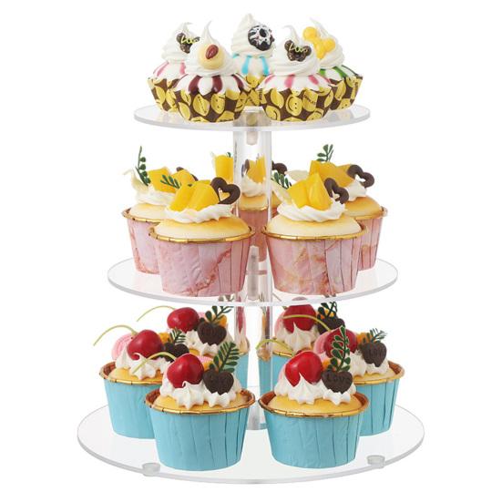 1 Set Cake Stand 3/4 Layers Transparent Round Large Capacity Easy Installation Acrylic Party Cupcake Tower Holder Wedding Supplies