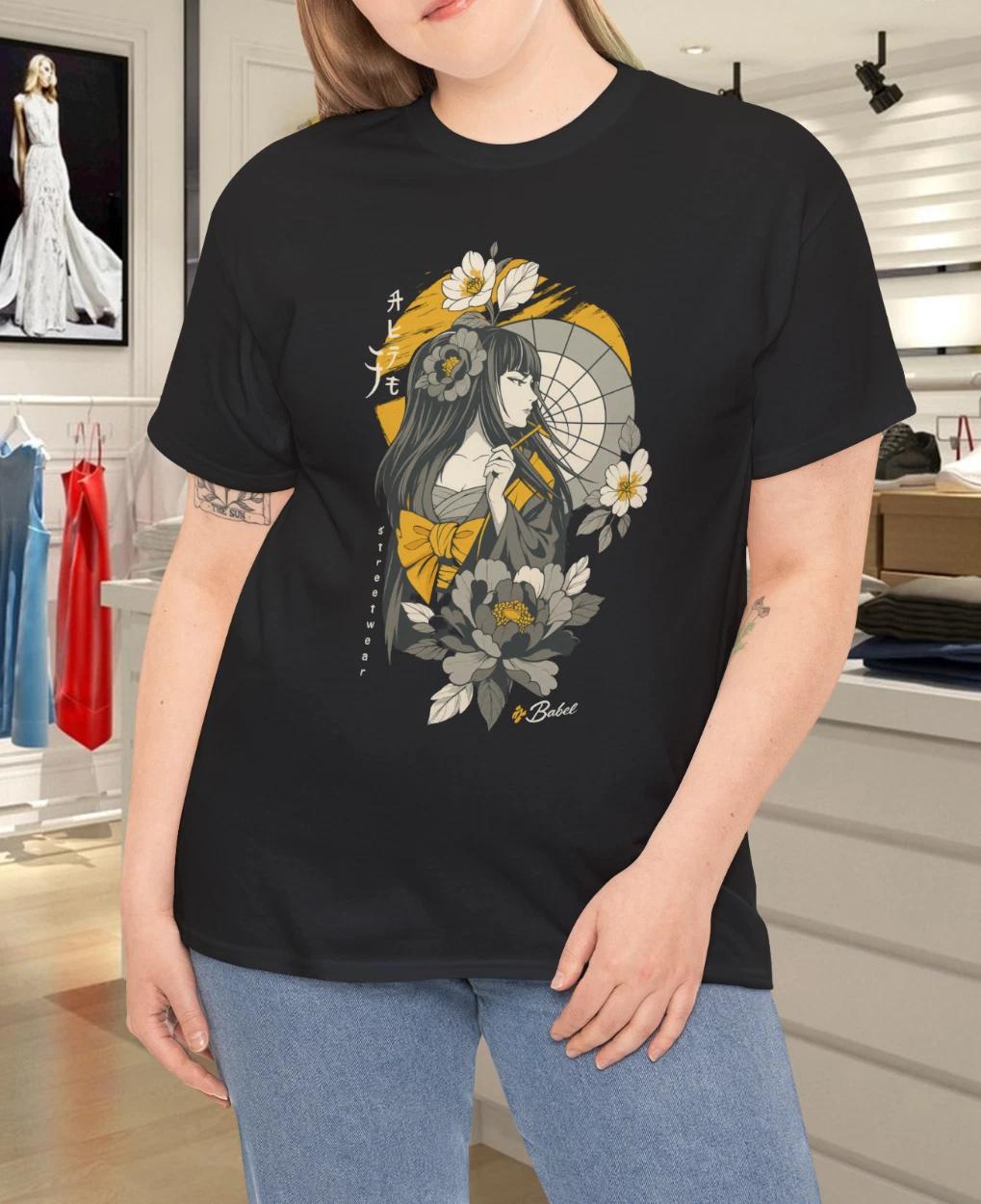 

Black Yellow White Flower Cotton Art T-Shirt 2XL