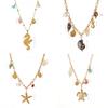 Ocean Style Starfish Shell Stainless Steel Necklace For Women With Geometric Design