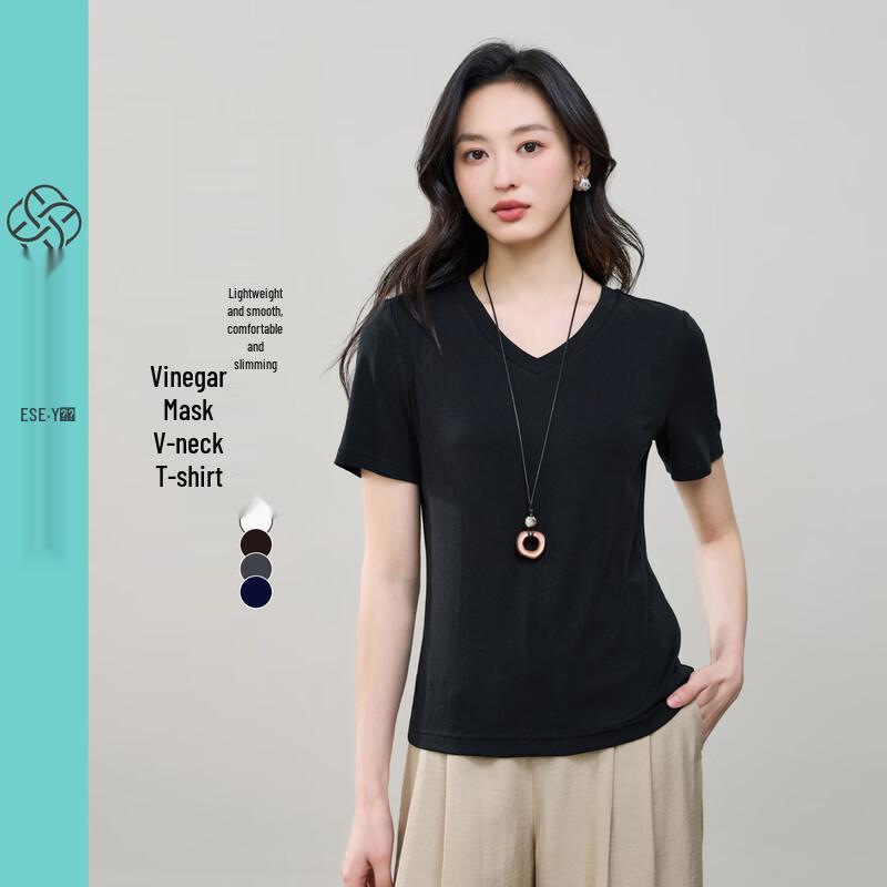 ESE-Y Women s V-Neck Acetate Tencel T-Shirt S