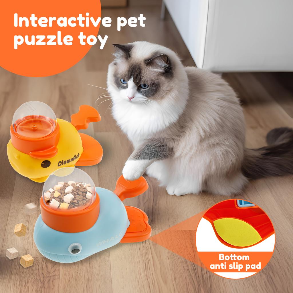 Dog Interactive Slow Feeder Whale/Clownfish Shape Dog Feeder Toy Pet Food Toy with 3 Food Outlet Cover for Medium and Large Pet