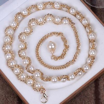 Pärliimitatsiooniga helmed piha kett rihm Naiste vöörihma kleidi tarvikud