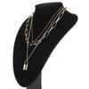Women Simple Layered Necklace Lock Heart Shaped Pendant Necklace Jewelry Accessory(Golden )