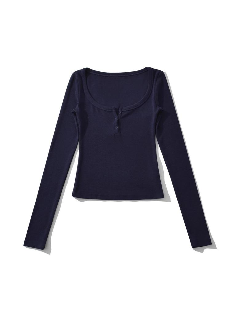 Women's Autumn Spicy Girl Square Neck Faux Cashmere Long Sleeve Top