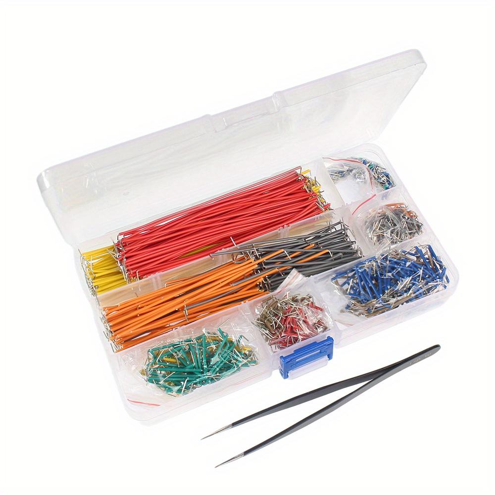 140/560/840pcs U-shaped Solderless Breadboard Jumper Cable Wire Kit with 1pc Anti-Static Tweezers ESD-10, for PCB Circuit board