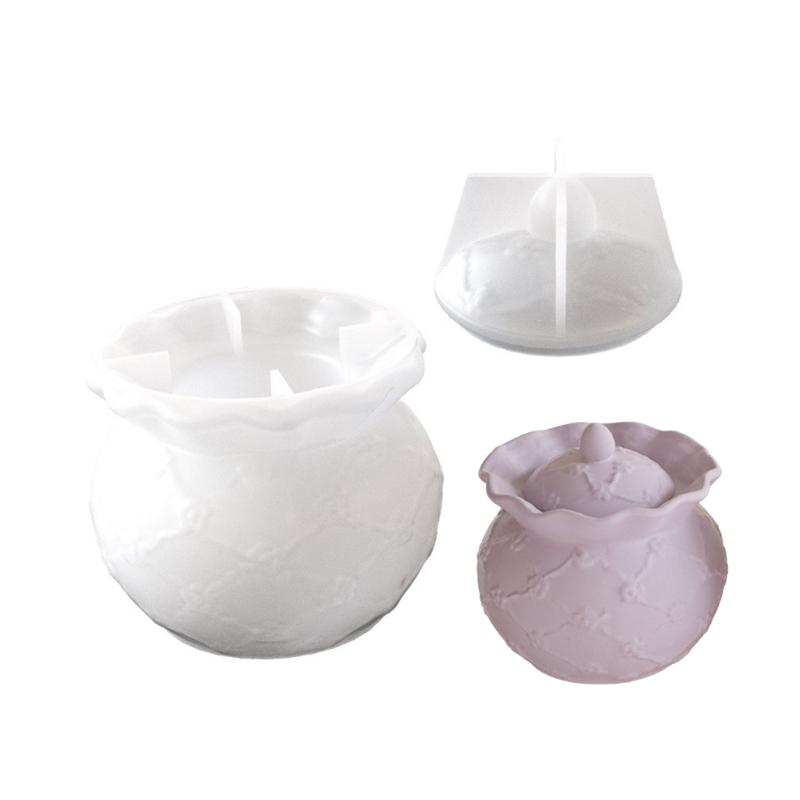 Jar Resin Mold with Lid Silicone Storage Box Mould for Epoxy Casting Resin Craft Jewelry Container Candle Holder Decors