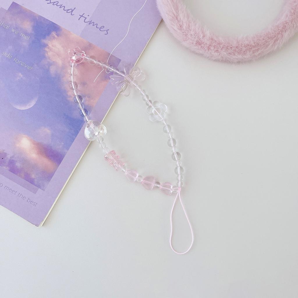 Handmade Beaded Phone Strap Sweet Fresh Style Acrylic 25cm Phone Case Lanyard for Girls