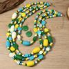 Bohemian Colorful Multilayer Wooden Beaded Necklace With Geometric Design For Women