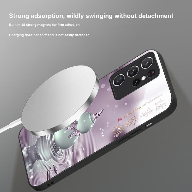 Gradient Pink Gourd For Samsung S25 S25 Edge S25Ultra S8 9 10 20 S21 Pro 22 Plus S23 FE S24 Ultra Magsafe Glass Phone Case