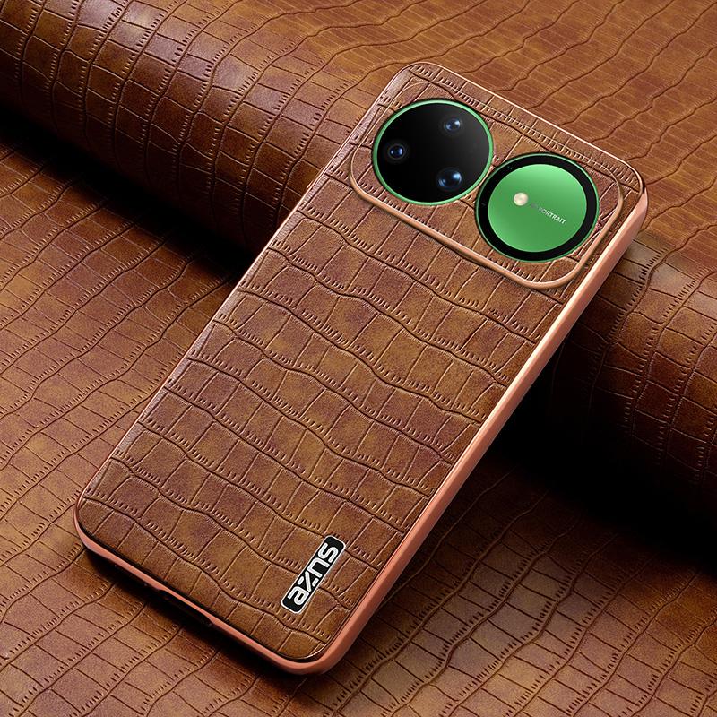 

EUCAGR Crocodile Pattern Electroplating Design PU Leather Phone Case For Huawei Nova 15 Pro/15 Ultra Back Cover For Nova15Pro Huawei Nova 15 коричневый
