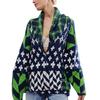 Sweter kardigan z regulowanym ściągaczem u dołu, klapami, długim rękawem, nadrukiem graficznym, luźnym krojem, oversize, szalowy kardigan
