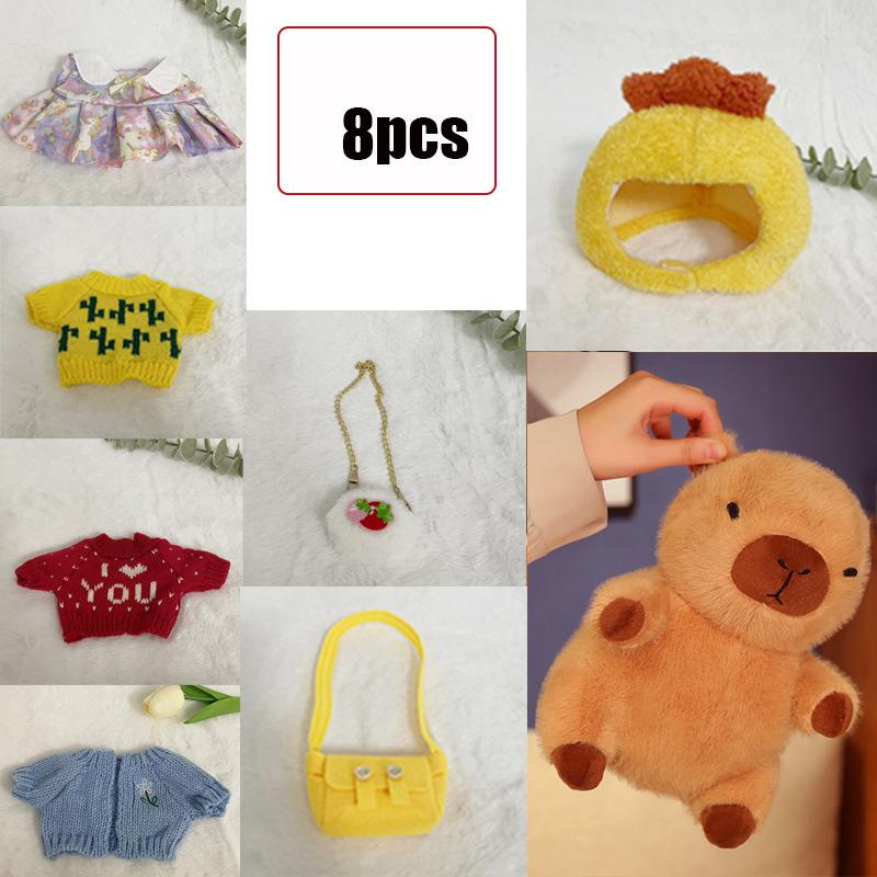 

Плюшевая кукла капибара 20 см с одеждой и аксессуарами, милые мягкие куклы капибары, плюшевые игрушки, фигурка капибары, подарки