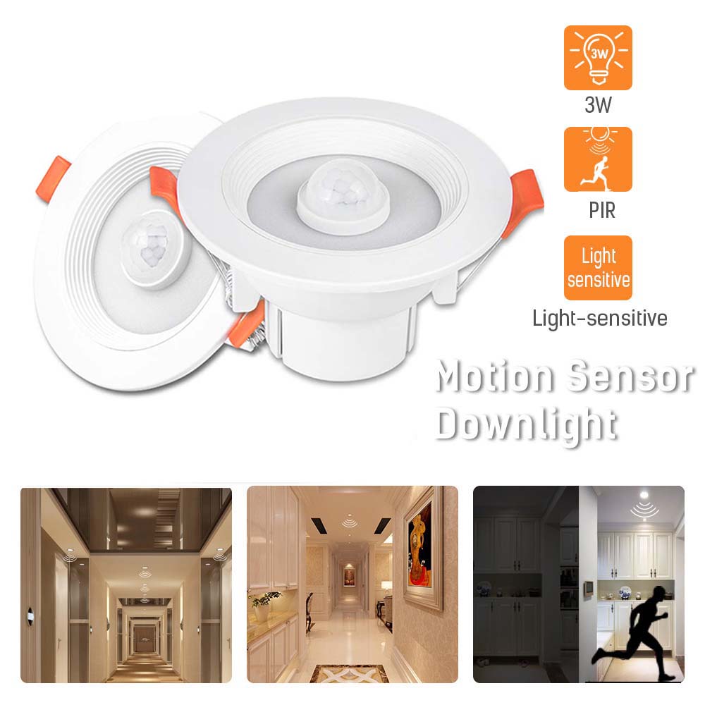 Ceiling Indoor Lights Recessed PIR Sensor Motion LED Downlight Ceiling Lamp Night Light Spot Lamp