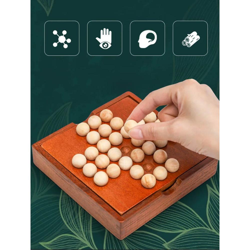 1Set Europe Board Game Single Chess Peg Solitaire Diamond Move Independently Cognitive Ability Toy Classical Educational Toys