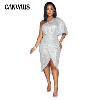 Effen Kleur Avondjurk Pailletten Strapless Sexy Elegant Midden-taille Damesjurk